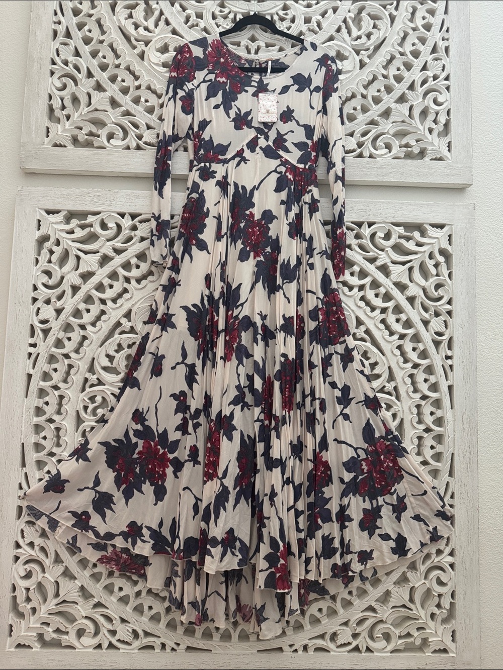 Free People Cream Maxi Dress with Red & Navy Floral